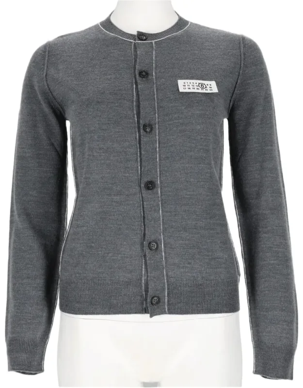Button-down Knit Cardigan With Subtle Patch Detail