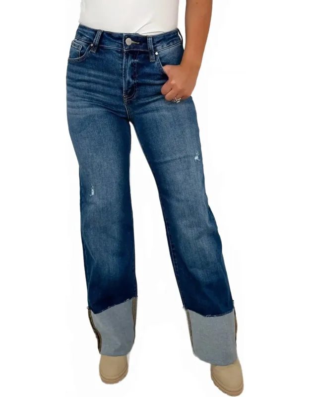 Distressed High-rise Wide Leg Jeans