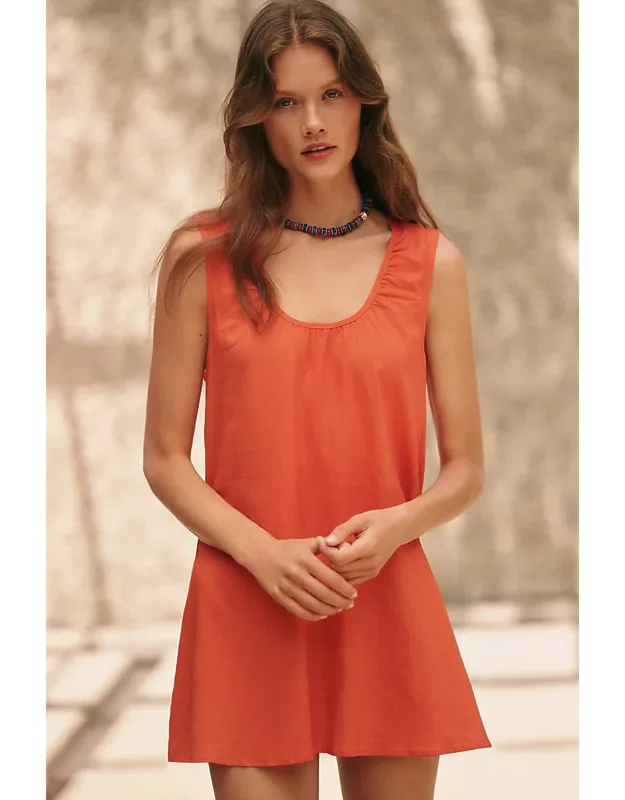 Linen-blend Scoop Dress
