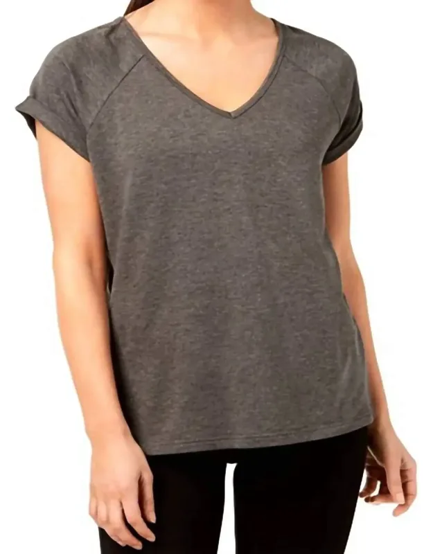 Yoga Shoulder Sleeve V Neck Blouse