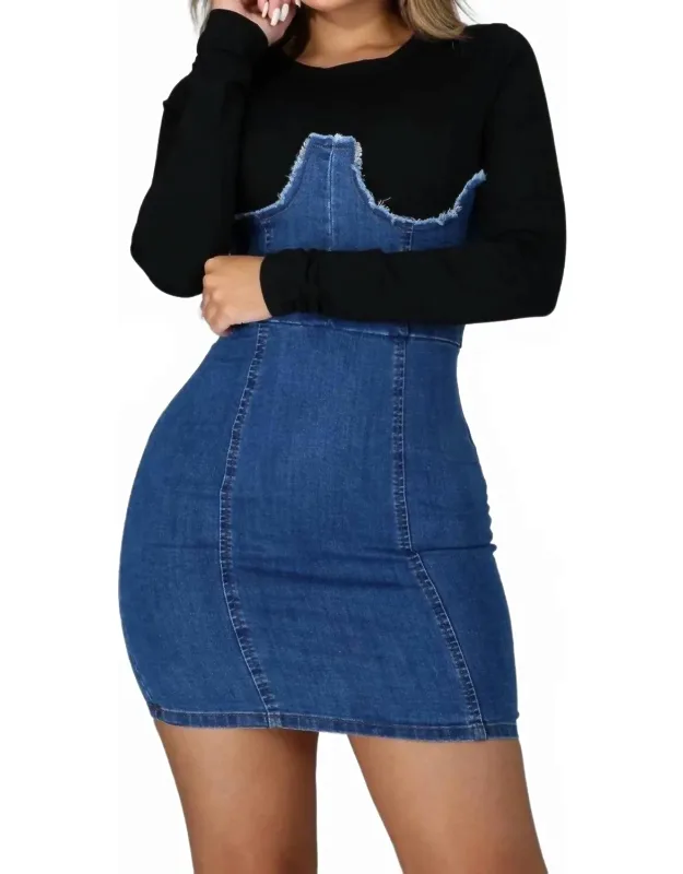 Two Tone Denim Tee Dress