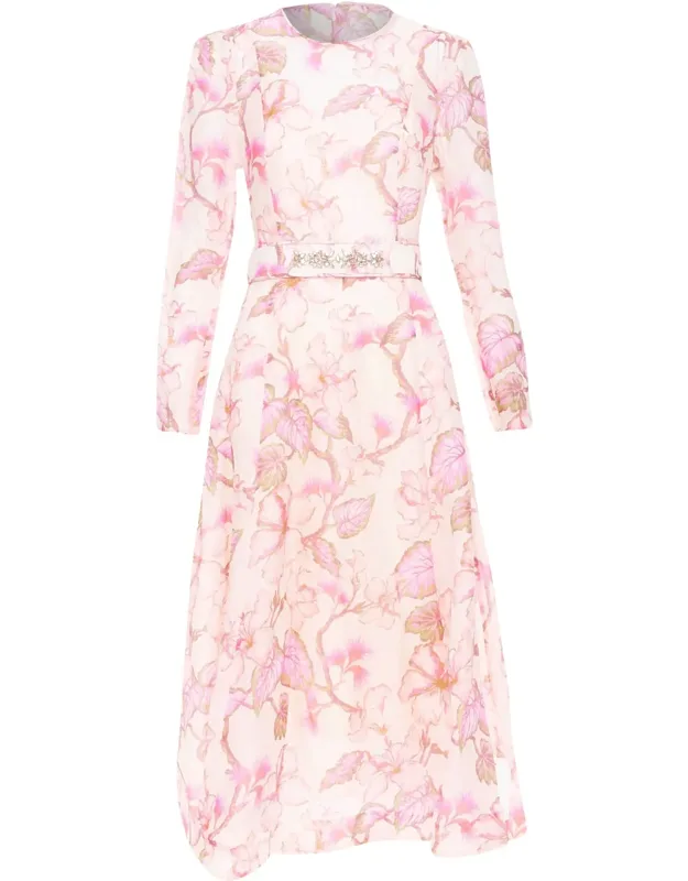 Floral Linen Silk Midi Dress