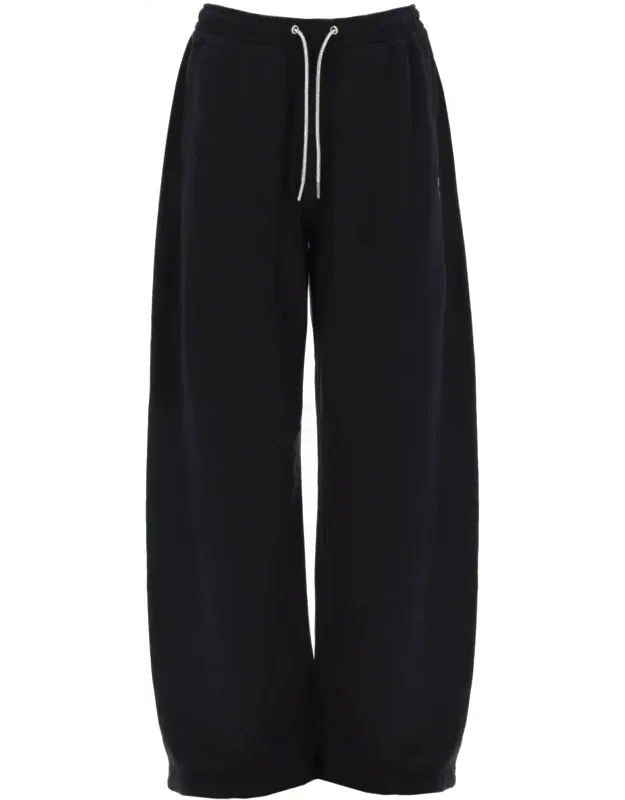 Mid-waist Jogger Pants With White Drawstring And Wide-leg Silhouette