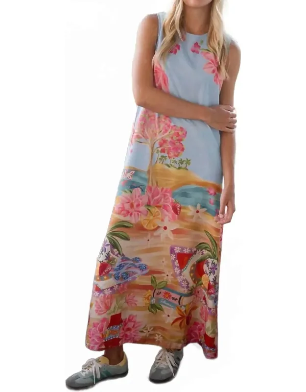 _stephe Maxi Dress With Flattering A-line Silhouette And Artistic Hand-painted Designs_