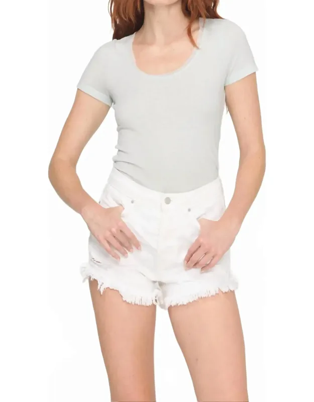 Mesh Trim Scoop Neck Tee