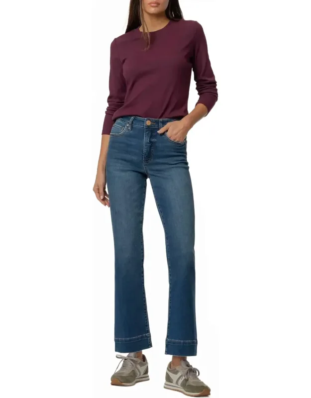 Kelsey High Rise Ankle Flare Jean With Wide Hem And Fab Ab Pockets