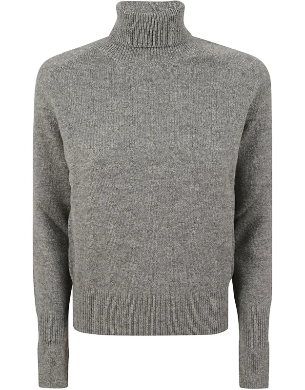 Ribbed Turtleneck Sweater With Logo Detail