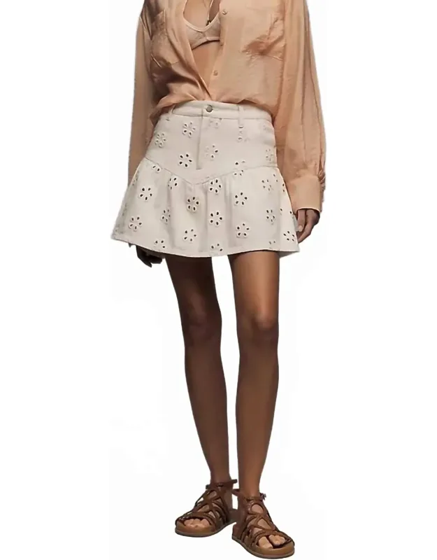 Daisy Eyelet Denim Mini Skirt