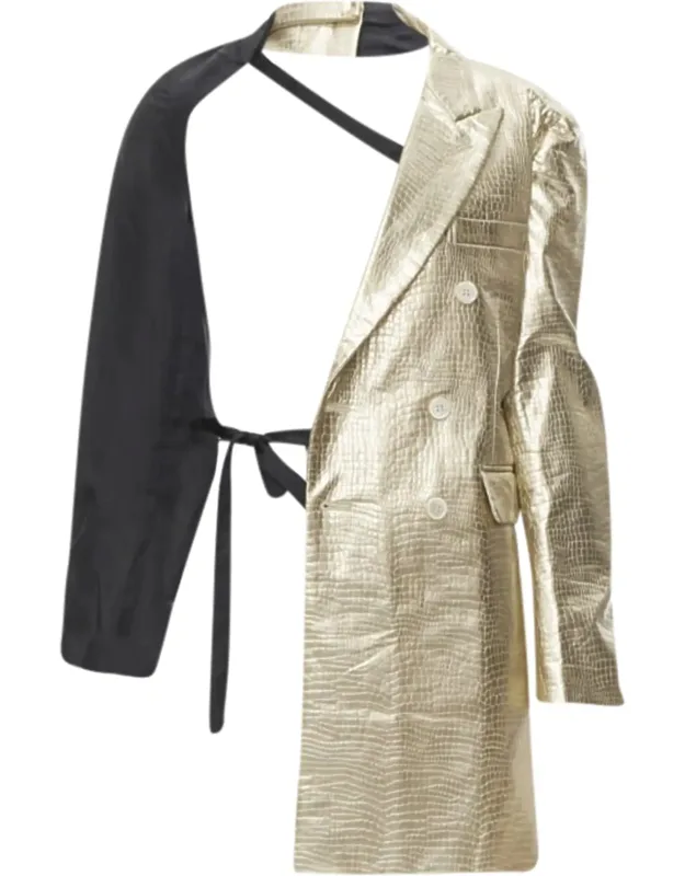 Gold Pleated Harness Tie Open Jacket