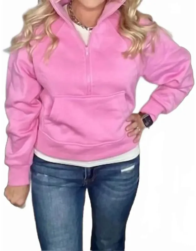 Fleece Half Zip Kangaroo Pocket Sweatshirt