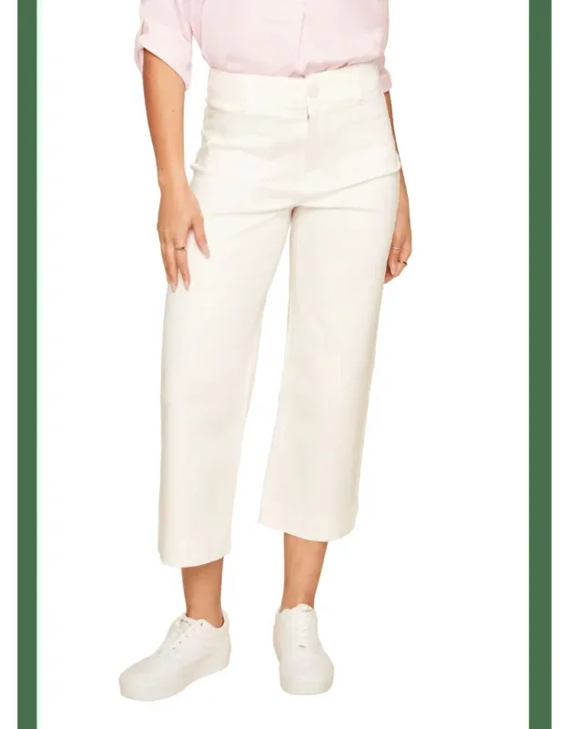 Crop Wide Leg Twill Woven Pants