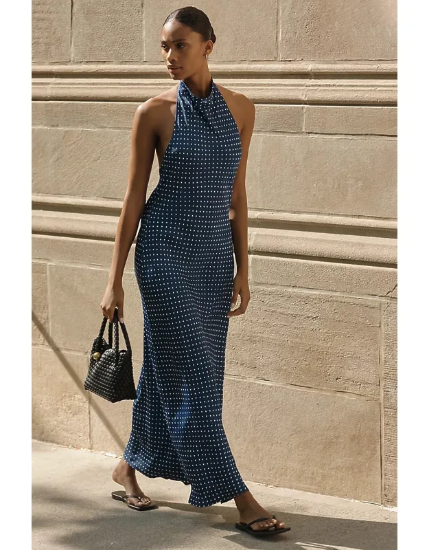 Satin Halter Maxi Dress
