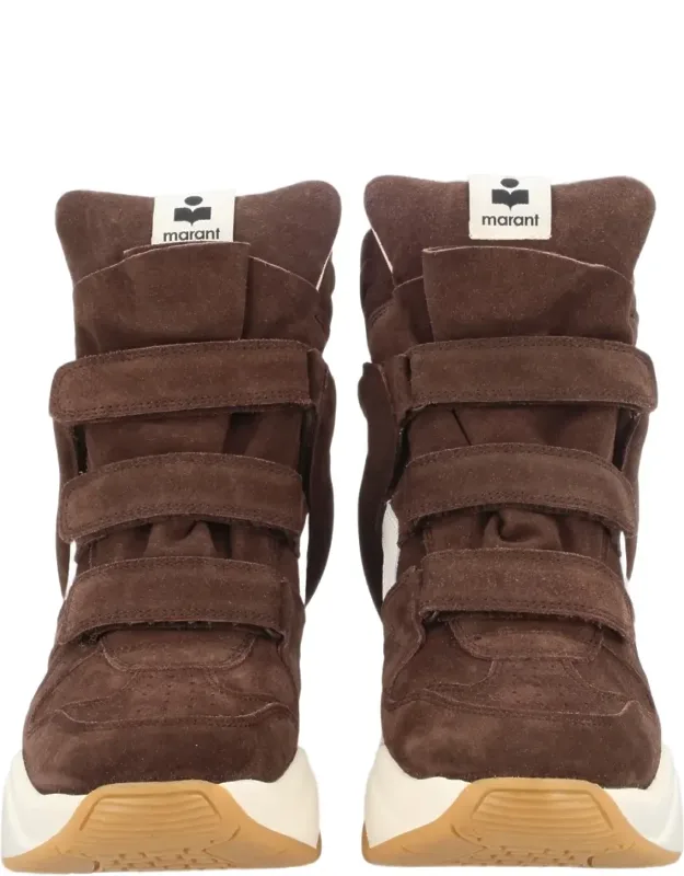 Wedge Sole Velcro Strap Suede Sneakers