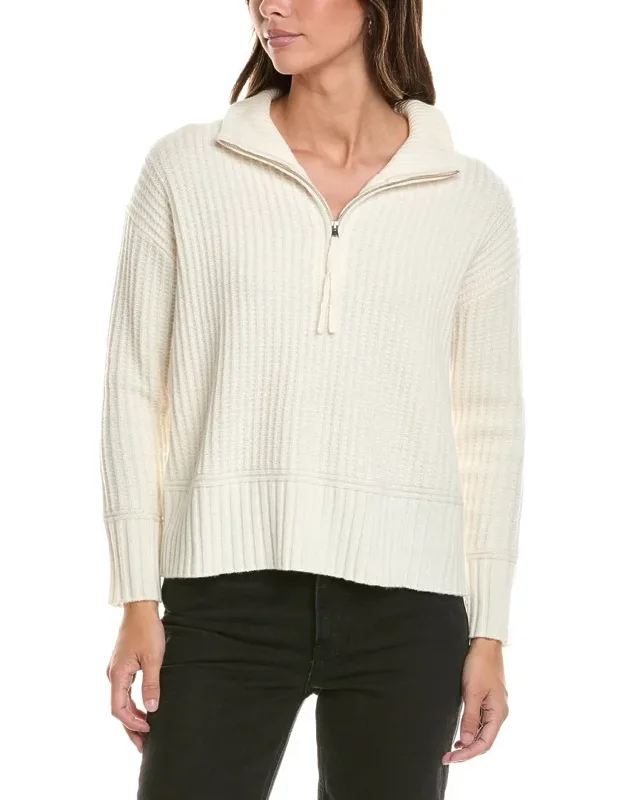 Textured 1/2-zip Wool Sweater