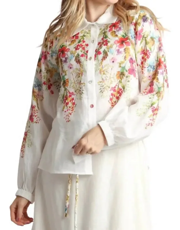Floral Printed Linen Button Up Shirt