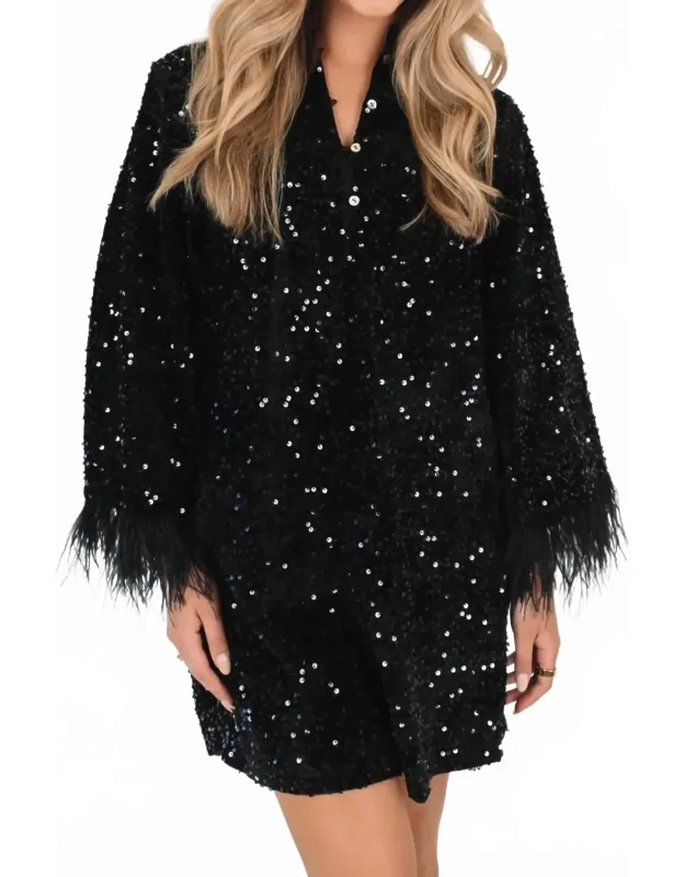 Feather Sleeve Dress