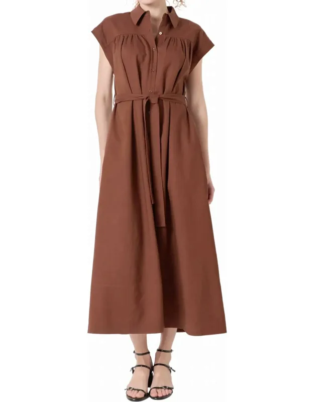 Linen Belted Midi Dress
