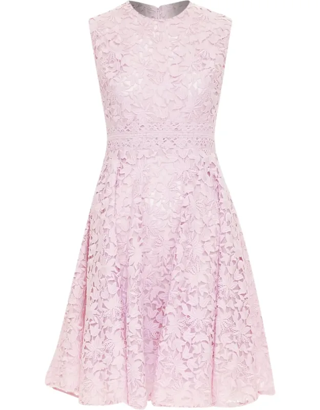 Cotton Blend Floral Macrame Dress