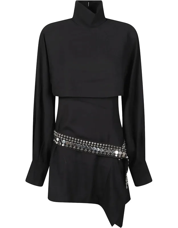 Asymmetrical Cropped Overlay Metallic Dress