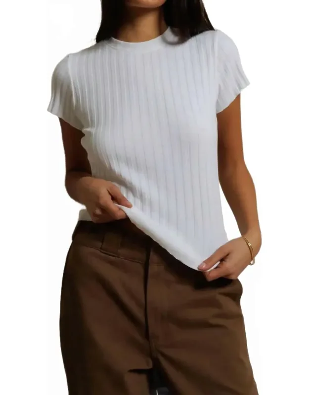 Suri Ribbed Cap Sleeve Crew Top