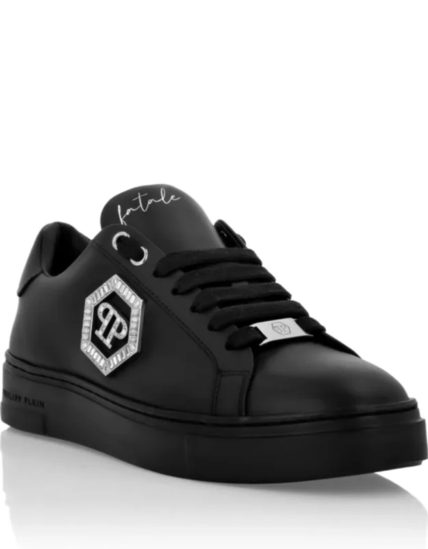 Nappa Leather Low Top Sneakers With Bejewelled Monogram And Hi-tech Midsole