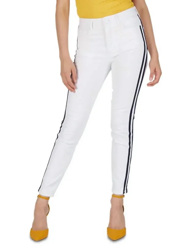 High Rise Side Stripe Skinny Jeans