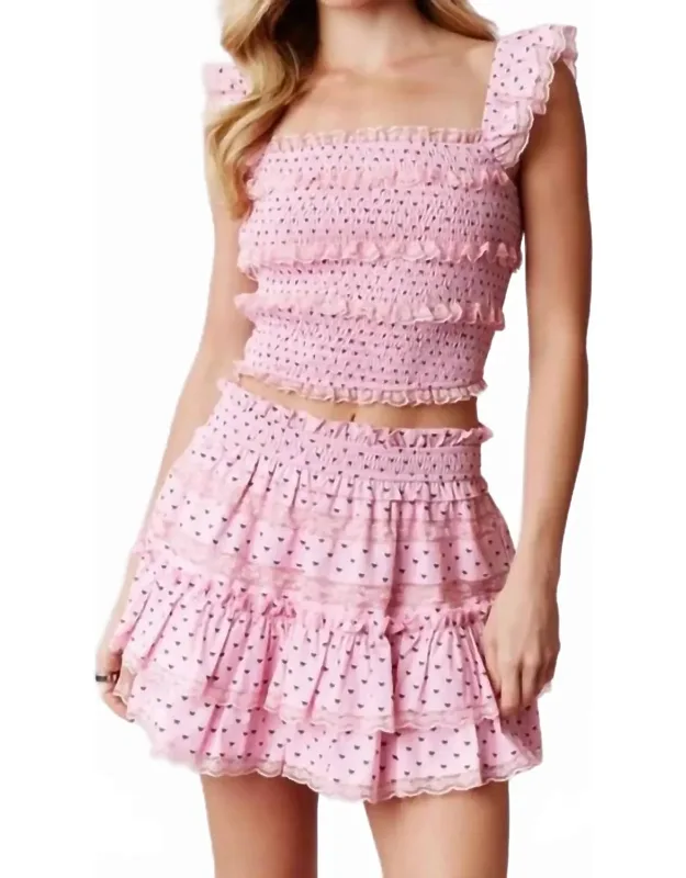 Bow Print Scallop Lace Crop Top