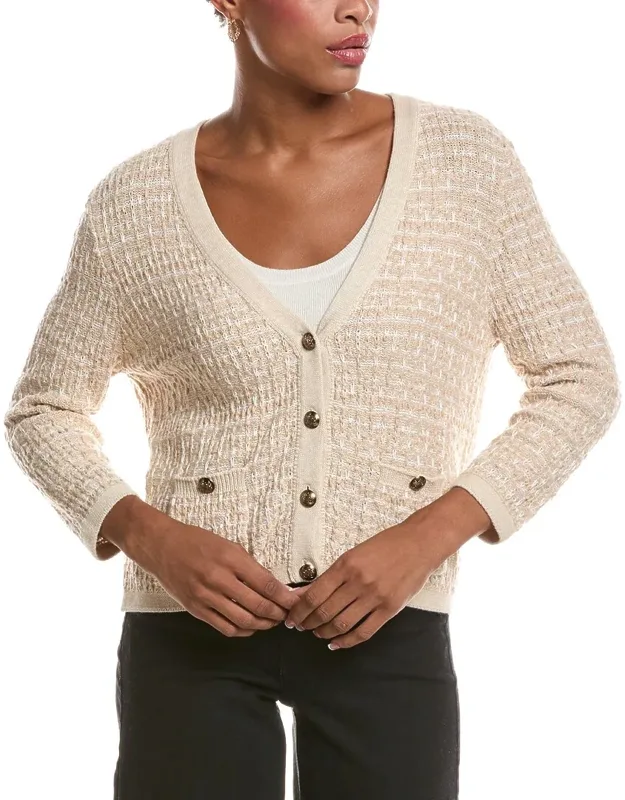 Cropped Texture Stitch V-neck Jacket