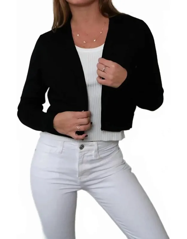 Long Sleeve Open Front Cropped Cardigan