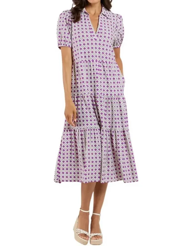 Portia Dress - Midi Sheath With Puff Sleeves And Pockets