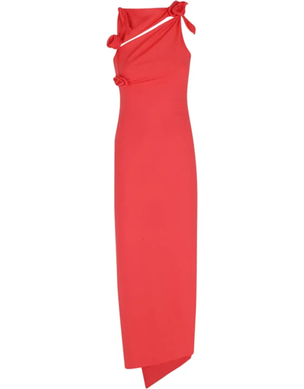 Floral Cut-out Asymmetrical Maxi Dress