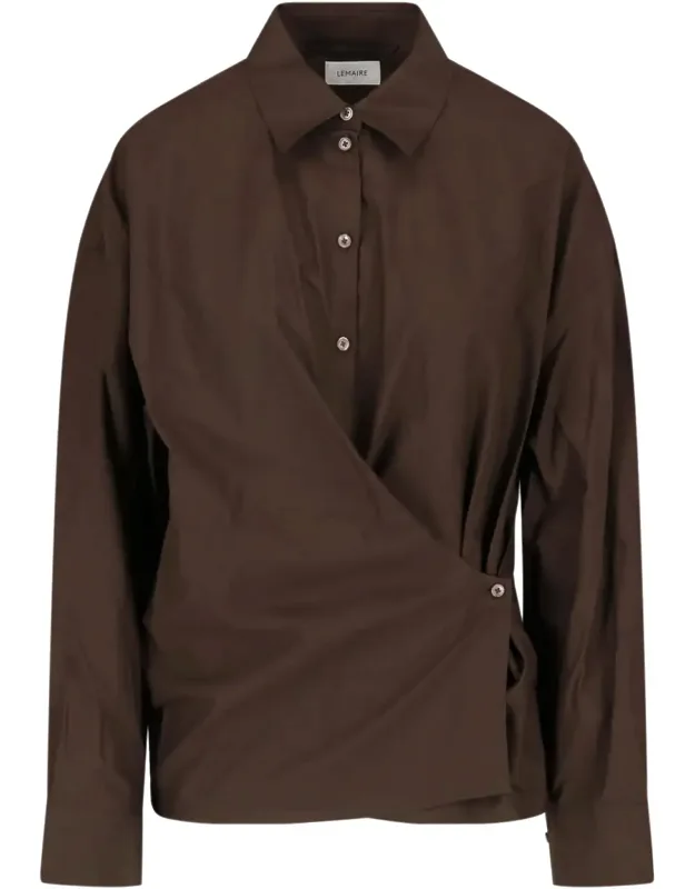 Classic Collar Twisted Cotton-silk Shirt