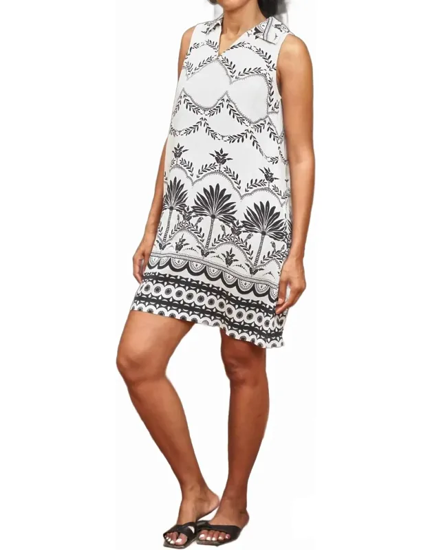 Sleeveless Dress In Palm Print