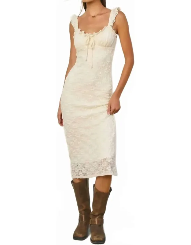 Breeze & Blossom Flutter Ruffled Midi Dress