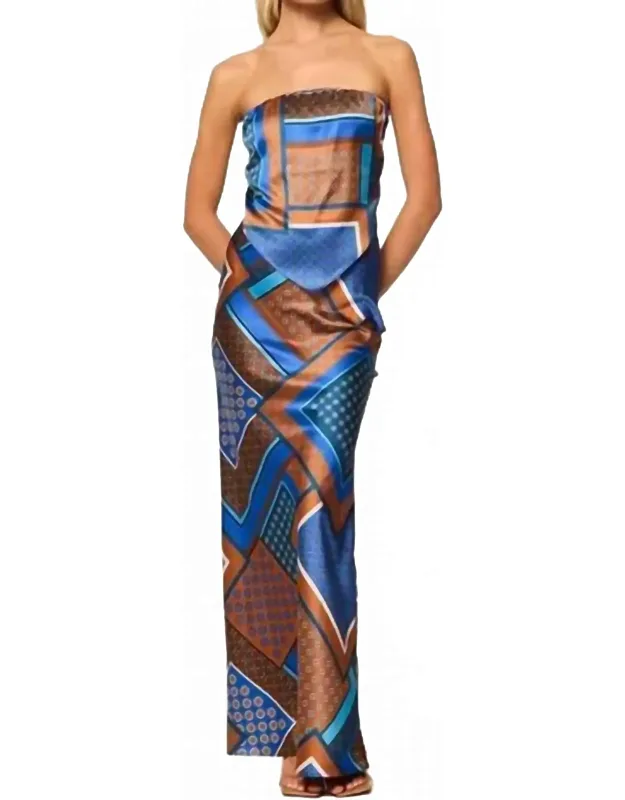 Sierra Skirt In Tile Patchwork A-line Silhouette, Gathered Waist