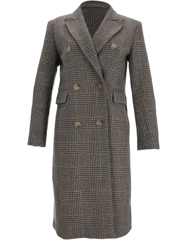 Houndstooth Print Long Coat
