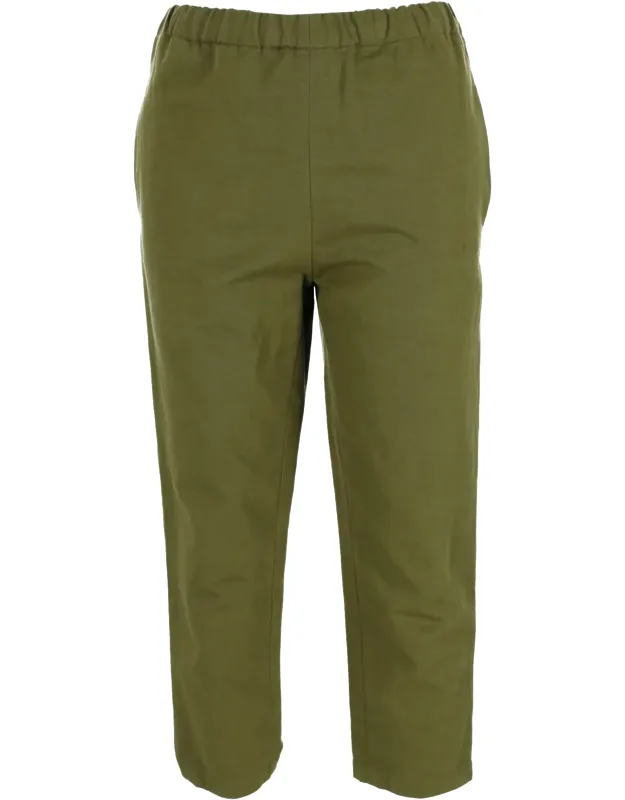 Elastic Waistband Cropped Pants
