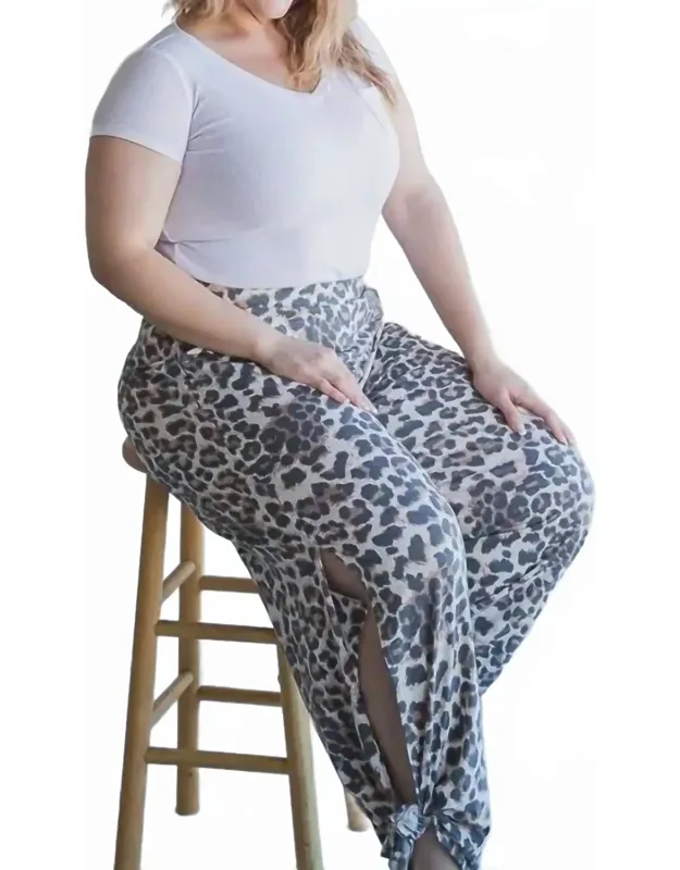 Leopard Tie Leg Pants
