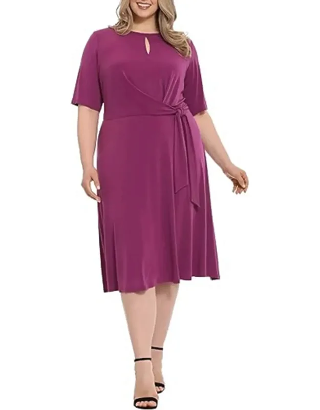 Keyhole Detail A-line Midi Dress
