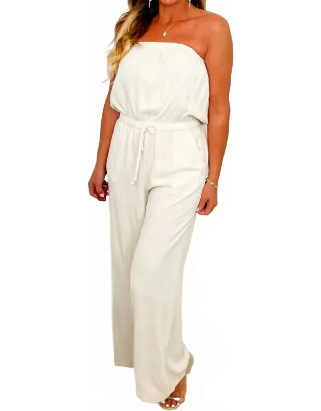 Work It Out Wide Leg Strapless Jumpsuit