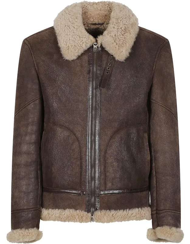 Rich Brown Leather Aviator Jacket