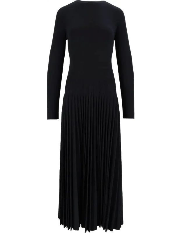 Cotton-wool Pleated Midi Dress