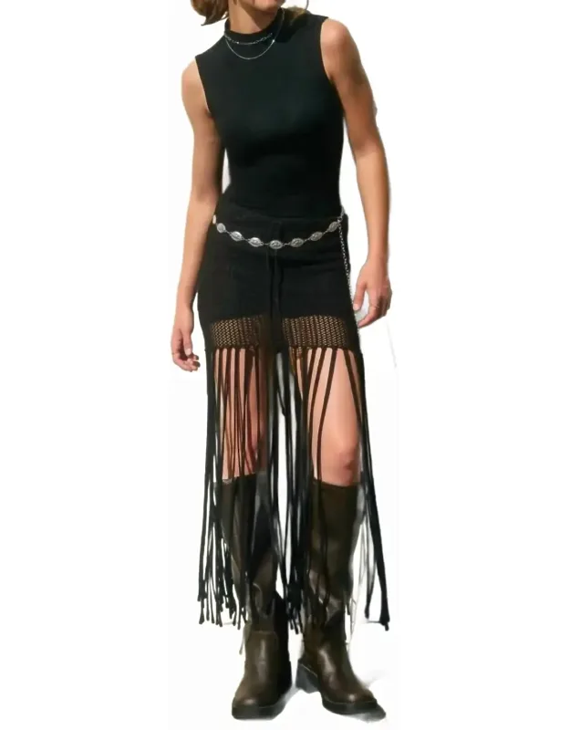 Woodstock Crochet Fringe Hem Skirt