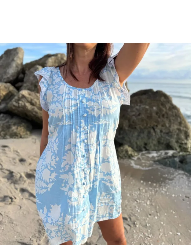 Ruffle Sleeve Pintuck Mini Dress