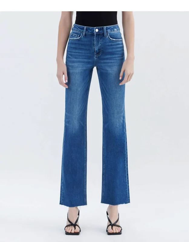 High Rise Straight Raw Hem Jeans