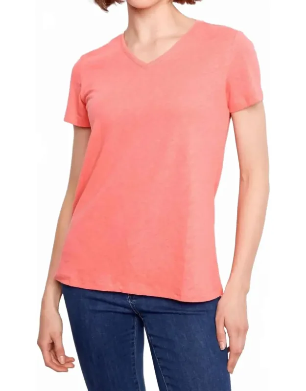 Linen Blend V-neck T-shirt