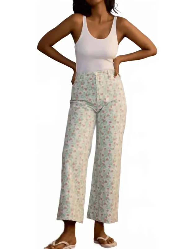 Disco Pants - Wide-leg, High-rise Trousers In Floral Print