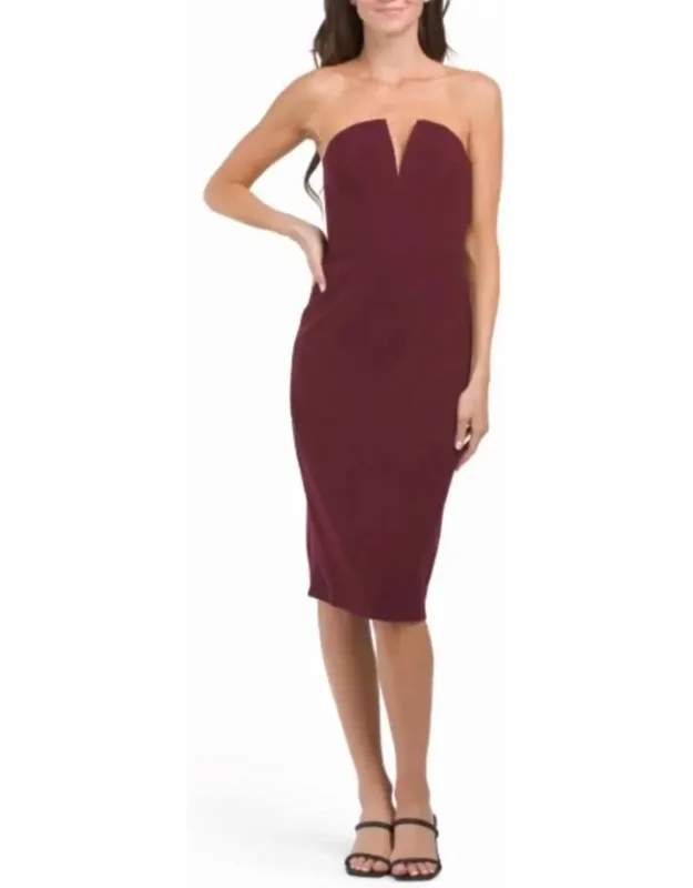 Perla Strapless Cocktail Midi Dress