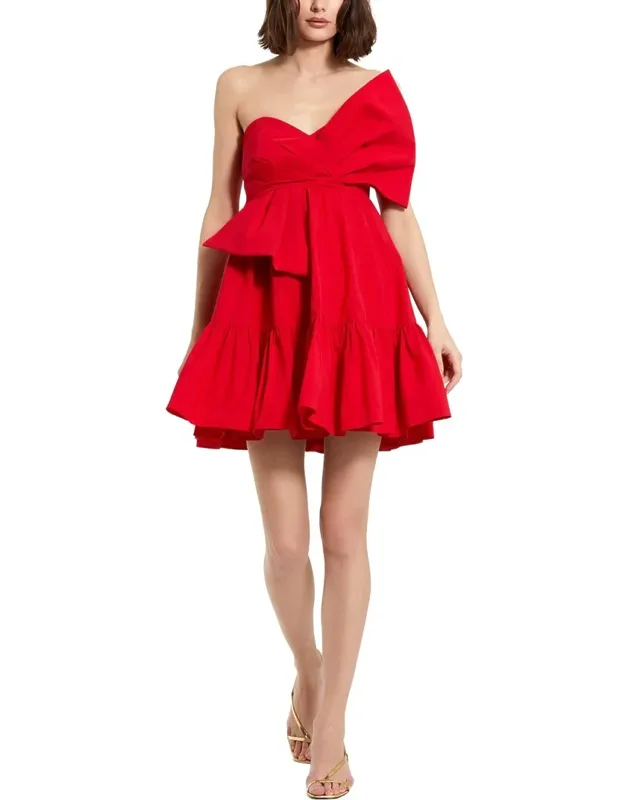 Faille Strapless Twist Bow Mini Dress