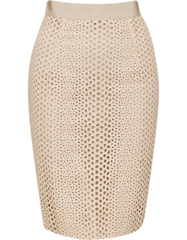 Eyelet Embroidered Cotton Pencil Skirt